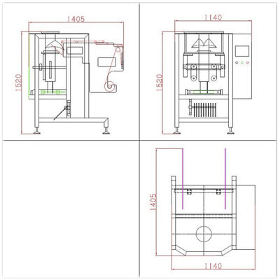 Vertikalen-Formen/Füllen/Versiegelnmaschine 520mm des Edelstahl-304
