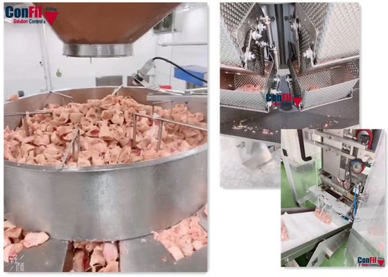 Multihead-Wäger-Verpackungsmaschine für gefrorenes gewürfeltes Hühnervakuumverpackendes Maschinen-Drehsystem